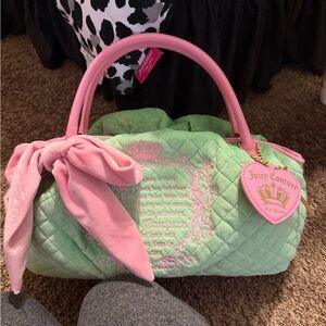 Juicy Couture Mint Quilted Bag with Pink Details